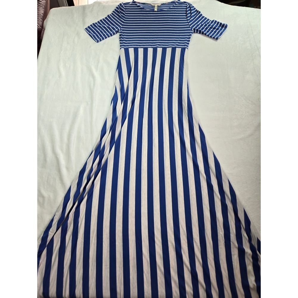 Matilda Jane Womens Blue White Striped Nautical Knit Maxi Dress S Coastal